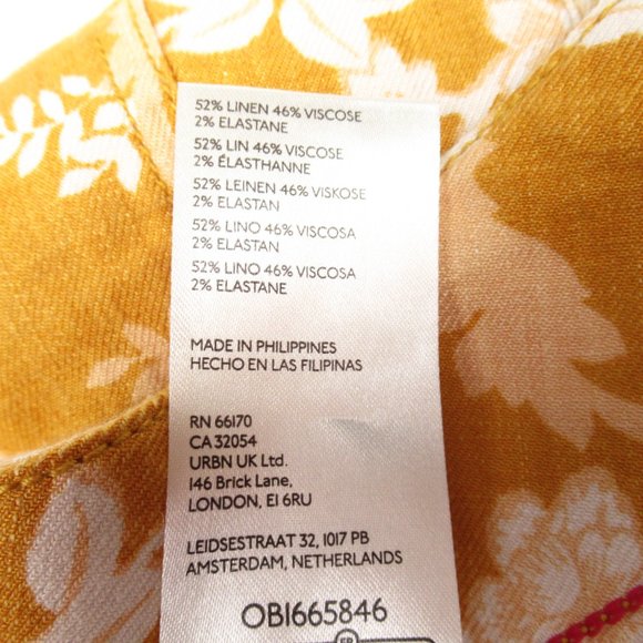 Anthropologie Maeve The Colette Cropped Wide-Leg Linen Pants Maize Floral 31 - Picture 12 of 14